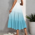 thumbnail image 3 of Women's Gradient Boho Flowy Midi Skirt Summer Casual Elastic High Waist Tiered Long Skirts with Pockets, 3 of 6