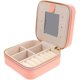 thumbnail image 4 of Travel Jewelry Storage Box Pink 3.9×3.9×2in PU Material Zipper Design Daily Use 1Set, 4 of 5