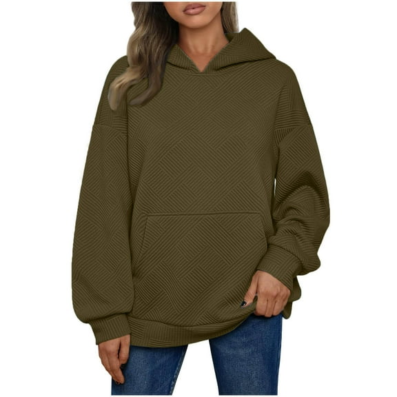 hxobax Womens Hoodies Oversized Sweatshirts Pullover Texture Trendy Hooded Sweatshirt with Pockets