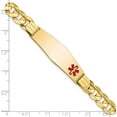 thumbnail image 4 of Solid 14K Yellow Gold Medical Soft Diamond Shape Red Enamel Curb ID Bracelet - 8" - 23.2gm, 4 of 6