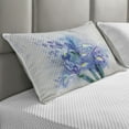 thumbnail image 2 of Watercolor Flower Quilted Pillowcover, Floral Background Irises in Fresh Colors Nature Earth, Standard King Size Accent Pillow Cover for Bedroom, 36" x 20", Lilac Teal Ecru, by Ambesonne, 2 of 2
