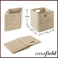 thumbnail image 7 of Casafield 10.5" x 10.5" Water Hyacinth Storage Baskets, Whitewash, Set of 4 Collapsible Cubes, Handwoven Organizer BIns for Bathroom, Bedroom, Laundry, 7 of 7