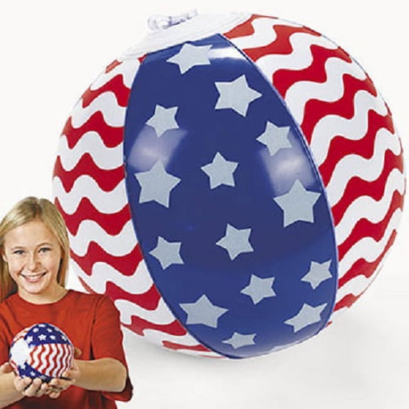 Lot of 12 Inflatable Patriotic USA Red White Blue Mini Beach Ball Party Favors