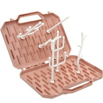 DECOMELODY Portable Baby Bottle Drying Stand 1Set 6 Racks Pink PP Material