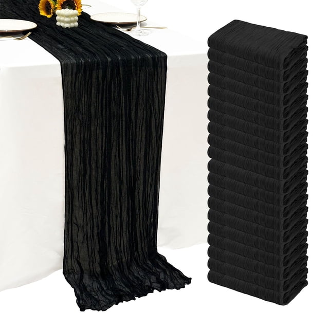Juego de 20 tapetes de mesa Seveups, con forma de estopilla, color negro, 55 x 300 cm