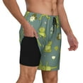 thumbnail image 3 of Haiem Cute Yoga Frogs Mens Swim Trunks with Compression Liner 2 in 1 Swimming Shorts Stretch Swimwear Quick Dry,Board Shorts-Small, 3 of 9