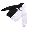 thumbnail image 4 of Sudadera con capucha para hombre, de manga larga, con bloques de color, cómoda y moderna, para la escuela, el trabajo, citas, reuniones, color negro y blanco, talla L, 4 of 15