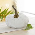 thumbnail image 4 of Velvet Pumpkins Set of 3 Different Sizes, Thanksgiving tablescape, Cozy farmhouse décor, Fall centerpieces, Warm sophisticated decor, Autumn cozy mantel decor, Halloween tabletop (Gray Taupe Ivory), 4 of 10