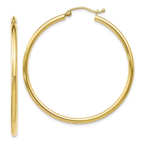 10K Yellow Gold Earring Hoop Women'S 40 mm 39.45 Polished Hinged Earrings