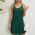 thumbnail image 4 of ATOYSOY Women's Scoop Neck Loose Mini A Line Dress Beach Sundress Solid Color Elegant Casual Eyelet Spaghetti Strap Nightdress Sleeveless Dress for Girls Green L, 4 of 5