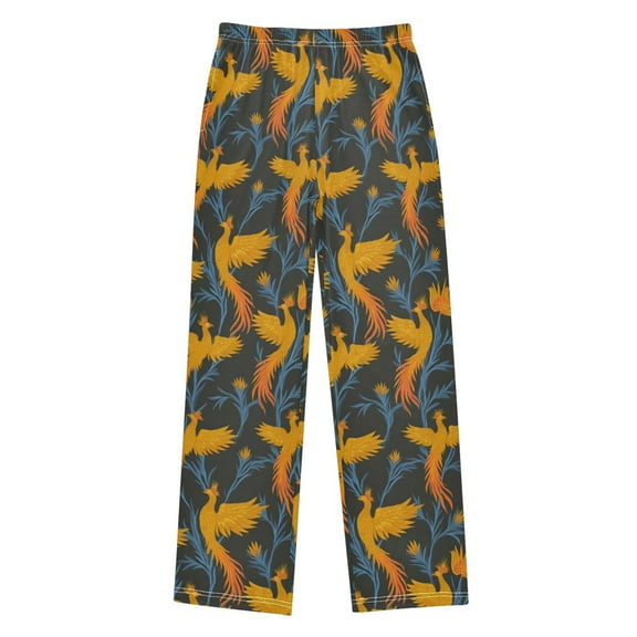 joogoo Phoenix Yellow Pattern Pajama Pants Pj Bottoms Sleepwear Lounge L