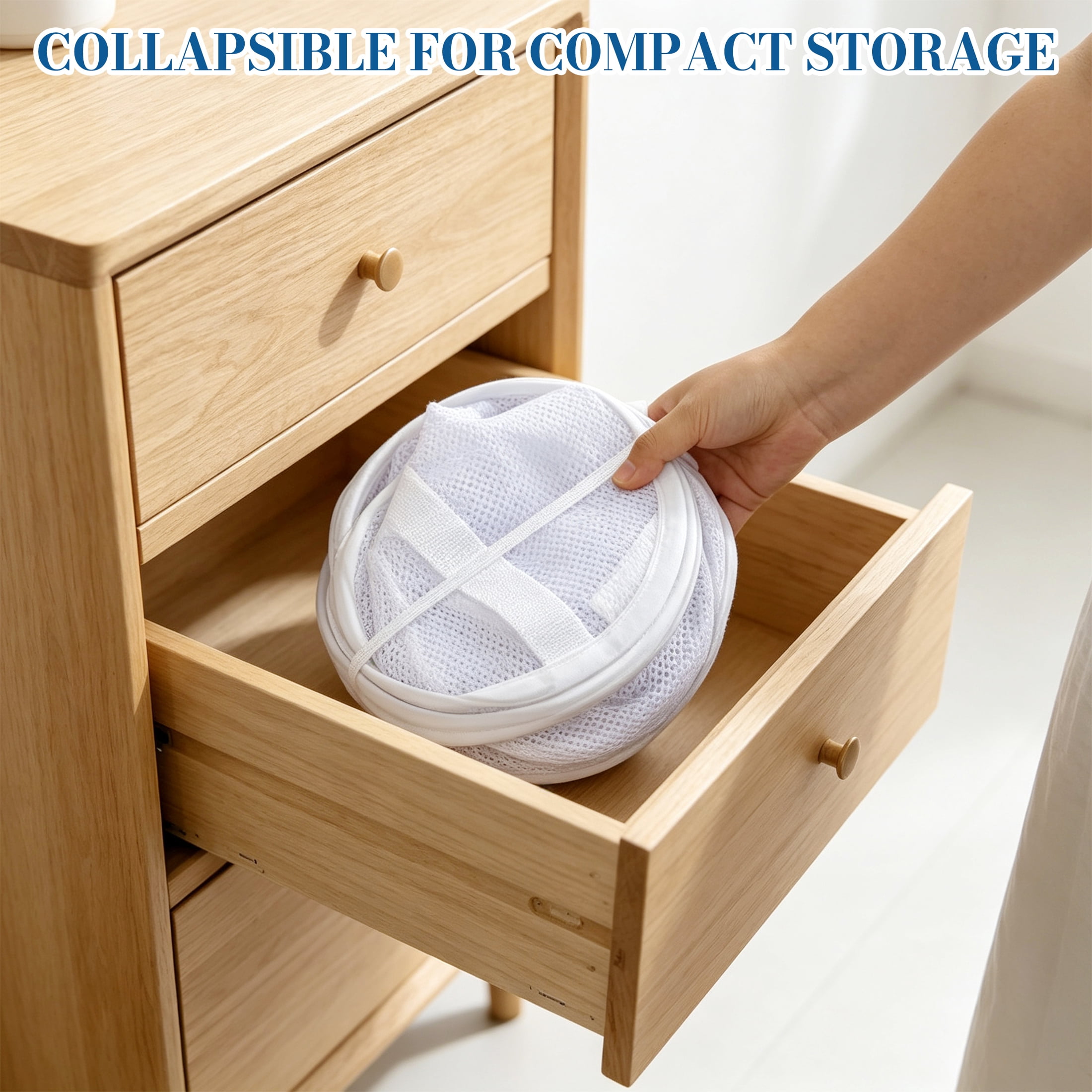 GARITIN Pop Up Mesh Laundry Hamper 3 Pack, Collapsible Portable Foldable Space Saving Clothes Storage Basket, Breathable Dirty Laundry Bin for Dorm Bedroom Bathroom Travel, White