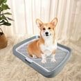 thumbnail image 1 of Caja de arena para inodoro para perros que mantiene las patas y los suelos limpios para interiores con entrada abierta para perros pequeños y Gris oscuro, 1 of 8