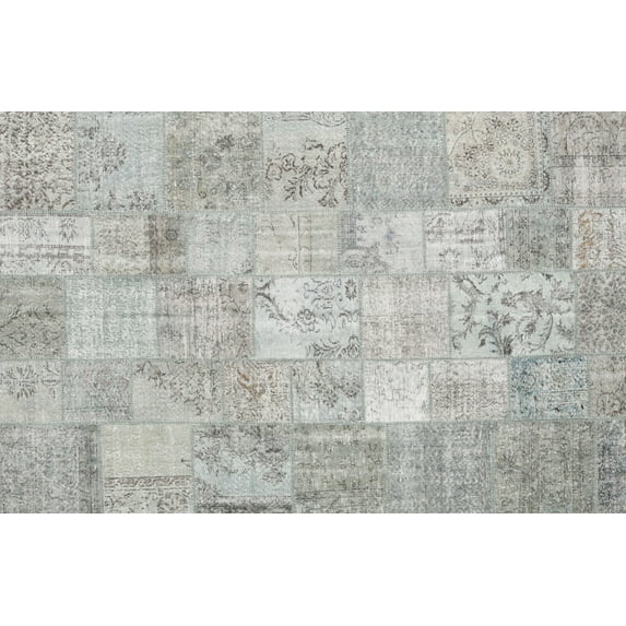 Ahgly Company Indoor Rectangle Contemporary Gunmetal Gray Patchwork Area Rugs, 7' x 9'