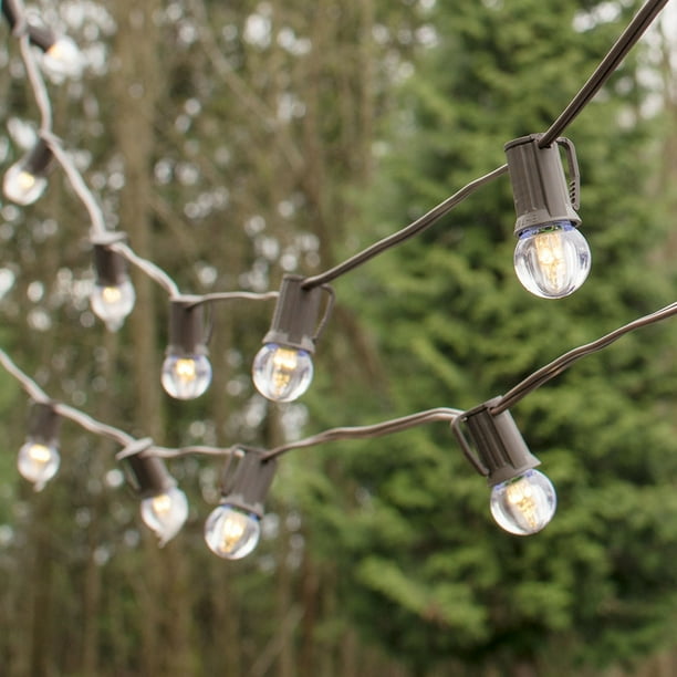 Outdoor String Lights LED Globe String Lights G30 Bulb 100 ft Brown C9