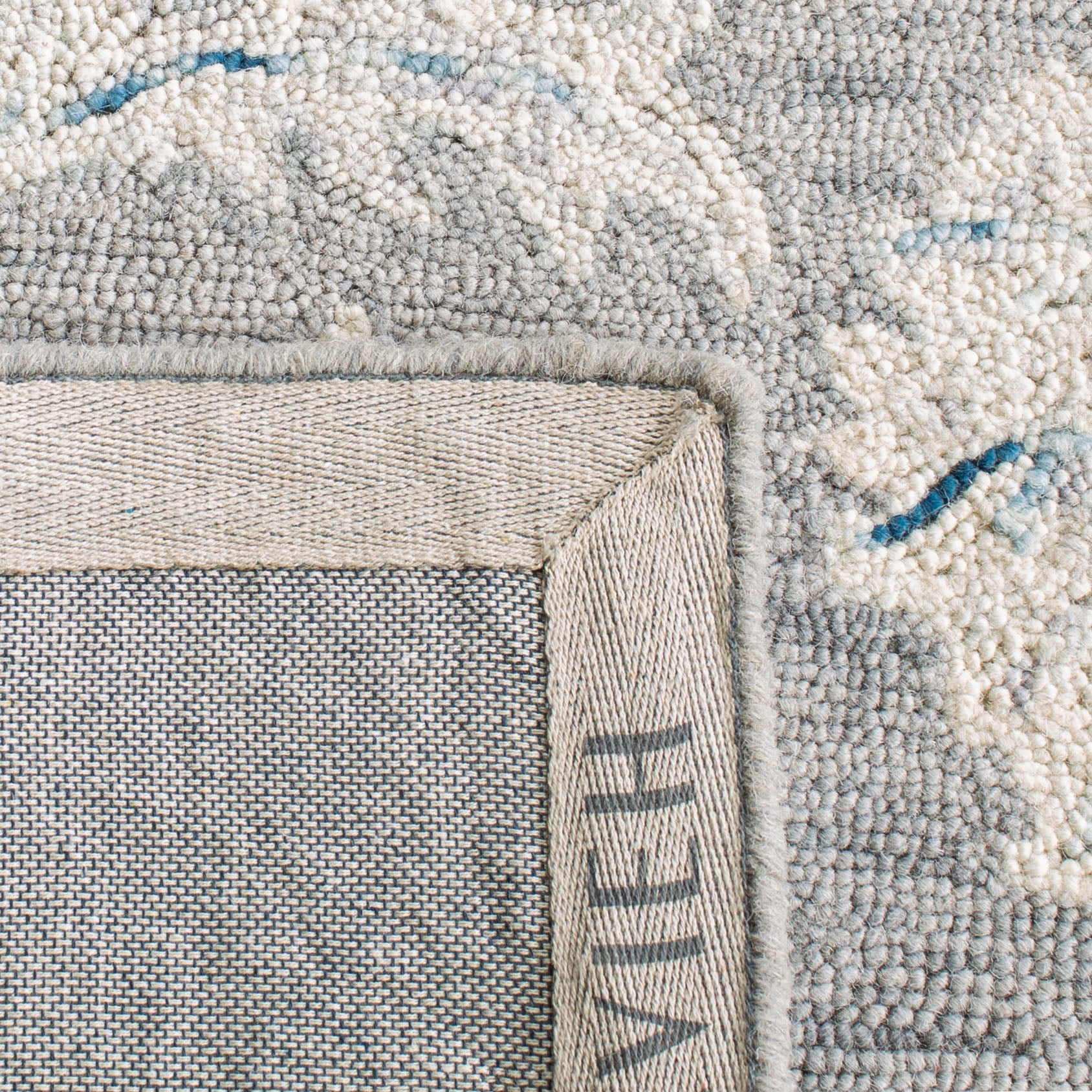 SAFAVIEH Micro-Loop Carl Floral Overdyed Wool Area Rug, Grey/Ivory, 5' x 8'