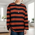 thumbnail image 2 of Tiweut Tops for Women Striped Long Sleeve Bottoming Wear Korean Loose Larges In the Spring And Fall Ladies Shirts,Z1 Orange,M, 2 of 5