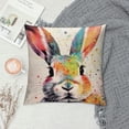 thumbnail image 2 of COMIO  Watercolor Bunny Rabbit Throw Pillow Covers Lovely Animal Pattern Bunny Feed Home Decorative Cushion Cover Pillow Case Square Pillowcase, 2 of 5
