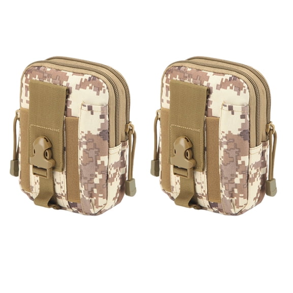 Qiopertar Under $5 2pcs Outdoor Military Sports Tactic Waist Bag, 6-inch Mobile Phone Pouch with MOLLE, Waterproof Belt Pack