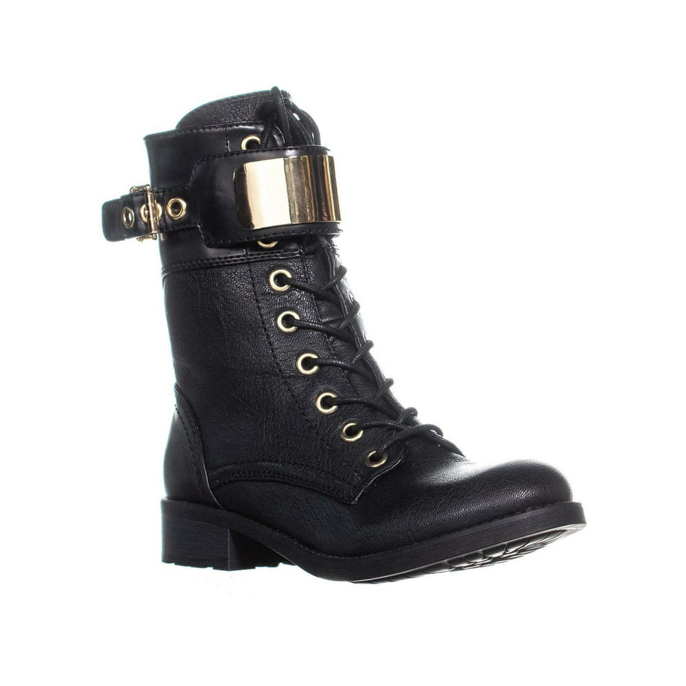 GUESS - Womens Guess Ludlie Front Laced Side Zip Up Combat Boots, Black ...