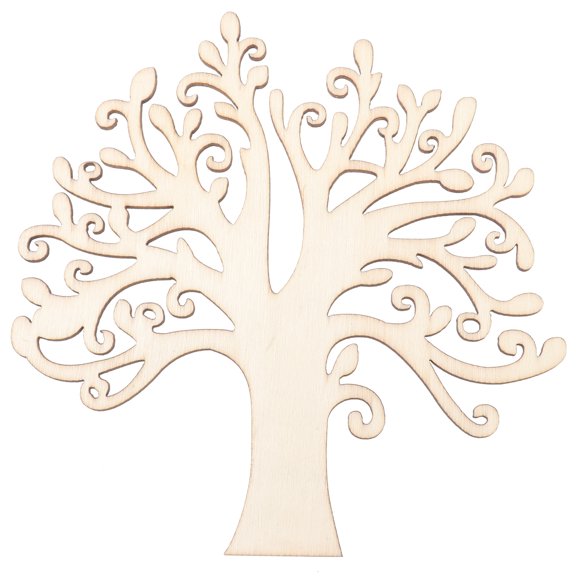 FRCOLOR Wooden Tree Embellishments for DIY Crafts and Decoration Unfinished Wood Beige Color 125 x 125mm