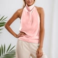thumbnail image 2 of Arlun Women's Silk Satin Tank Tops Halter Cowl Neck Backless Sleeveless Summer Blouse Elegant Solid Color Simple Stylish Camisole Tops Party Outfit Light Pink S, 2 of 4