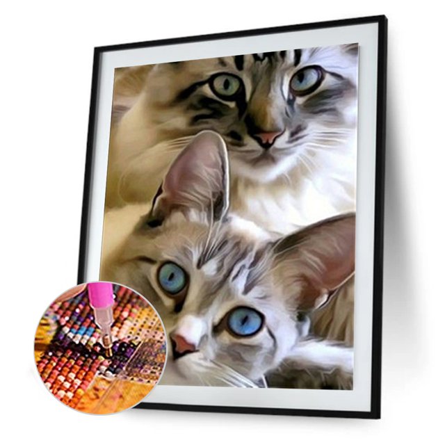 Cuadros Decorativos Kit de pintura de diamante 5D mosaico de taladro redondo completo de gato DIY (HJ498) DQrwqpou Nuevos Originales