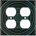 thumbnail image 3 of Metal Light Switch Plate Cover Teal Black Mandala Circle Tile Pattern MDL012, 3 of 13