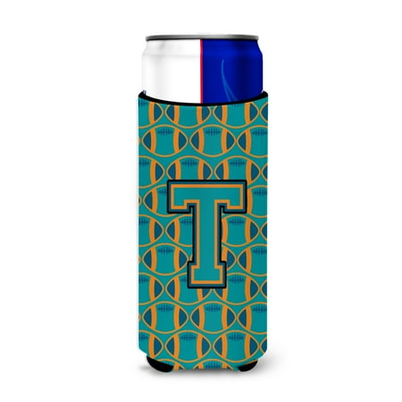 

Carolines Treasures CJ1063-TMUK Letter T Football Aqua Orange and Marine Blue Ultra Beverage Insulators for slim cans