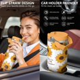 thumbnail image 5 of 30 Oz Tumbler Sunflower Yellow Tumbler with Lid and Straw, Birthday Gift Cup for Friend Women Men Coffee Travel Mug Thanksgiving Day Halloween Christmas Gift Water Bottle, 5 of 7