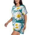 thumbnail image 2 of Naloa Daisy Flowers Women's Short-Sleeved Pajama Set, Loungewear, Summer pajamas, Breathable Cozy - 3X-Large, 2 of 9