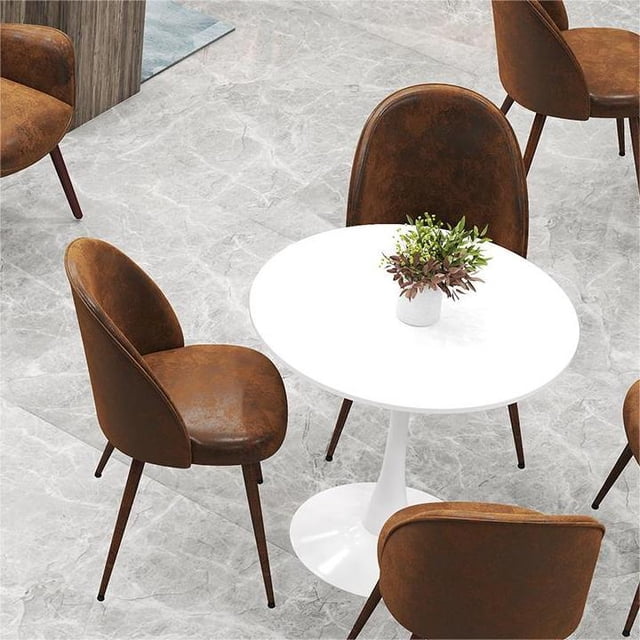 Homy Casa Modern 2-Pack Accent Chair Set, Armless Round Back, Brown Faux Suede Upholstered