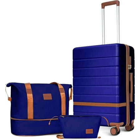 Lightweight Hardshell 3- Luggage Set with 360? Silent Spinner Wheels | 20-Inch Carry- Suitcase, TSA Lock, Durable PC+ABS Material, for Air Travel & Vacations (Blue)