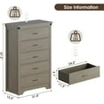 thumbnail image 2 of Farmhouse 5 Drawer Dresser for Bedroom, 47" Tall Chest of Drawers, Wood White Dresser with Deep Drawers, Storage Dressers Organizer for Bedroom, Living Room, Hallay, Grey, 2 of 9