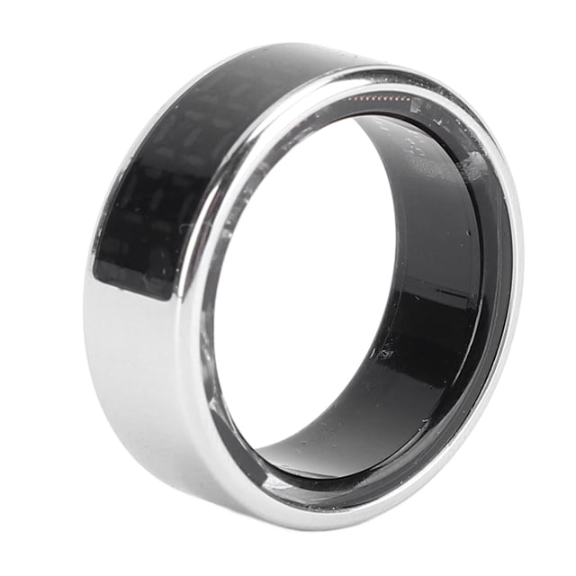 Smart Ring Fitness Tracker Men Women Touch Screen IP68 Health Exercise Redord Steps with Charging Bay Silver