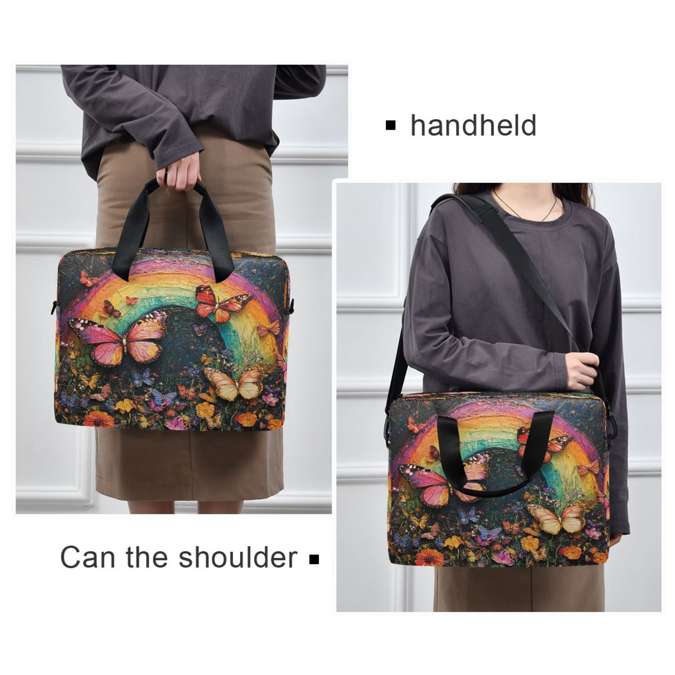Laptop Bag Laptop Briefcase 15.7 x 3 x 11.8 Inches Laptop Bag Briefcases Laptop Storage Travel Laptop Bag Work Laptop Bag Rainbow Butterfly