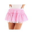 thumbnail image 2 of iiniim Women Mini Skirt Lace Hem Gingham Skirts Crossdress Club Rave Party Pink X-Small, 2 of 7