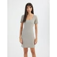 thumbnail image 2 of Square Neck Short Sleeve Mini Bodycon Dress, 2 of 5