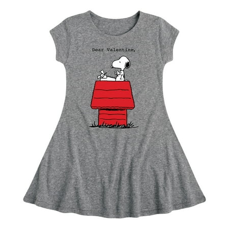 

Peanuts - Dear Valentine Snoopy - Toddler And Youth Girls Fit And Flare Dress