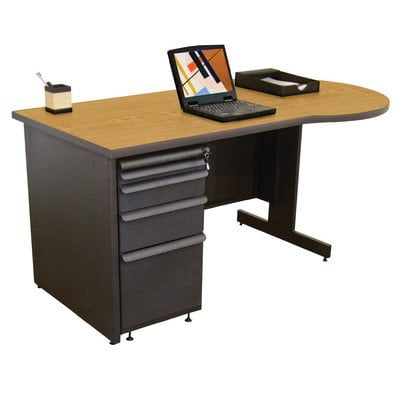 Zapf Teachers Computer Desk with 3 Left Drawers Finish: Dark Neutral, Laminate Color: Solar Oak