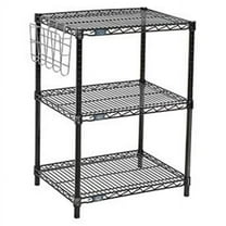 3-Shelf Black Wire Shelf Printer Stand with Document Holder