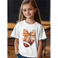 thumbnail image 1 of Coquette Bow american Football autumn Thanksgiving Game Day T-Shirt, 180g, 1 of 6