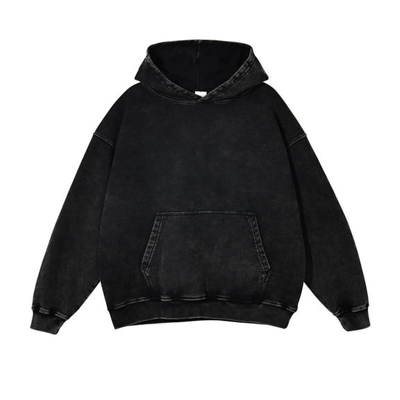 FASHOFT Womens Oversized Acid Wash Hoodie Unisex Heavyweight Hoodies Vintage Washed Sweatshirt Women Men Black L