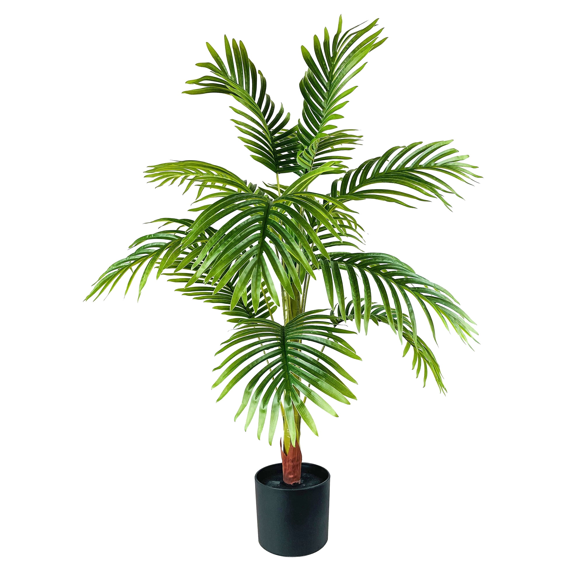 (2 pack) Mainstays Artificial Plant, Palm Plant, 3.33 ft, Black Plastic Pot