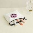 thumbnail image 5 of RUIYC Retro Checkered Pattern Smile Face Trendy 2 Pcs Canvas Tote Bags Cute Aesthetic Tote Bags with Zipper Portable Tote Bag White, 5 of 7