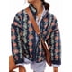 thumbnail image 2 of Chaqueta Acolchada Corta con Estampado Floral Vintage para Mujer, Chaqueta Corta Abierta Al Frente, Ropa de Abrigo Flores Azul Oscuro L, 2 of 10