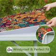 thumbnail image 6 of Pioneer Flower Floral Print Pattern Square Fitted Tablecloth with Elastic Edge,Square Table Cover,Washable Elastic Table Cover for Home Kitchen Party Decor 34"x34", 6 of 6