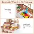 thumbnail image 3 of OLAKIDS Play Kitchen, Wooden Kids Cooking Toy with Realistic Lights Sounds, Ice Maker, Microwave, 14 Pretend Play Accessories for Boys Girls Ages 3+, 3 of 12