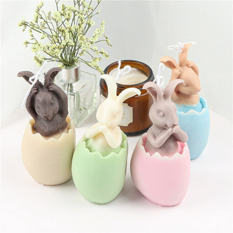 Bobasndm Candle molds Silicone, Easter Bunny Candle molds for