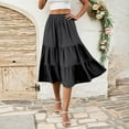 thumbnail image 5 of WTOBBY Women's Casual High Waist Drawstring A-line Solid Color Skirt with Pockets, Flowy Maxi Design for Everyday Wear, Bohemian Style Elastic Waist Skirt,Black L, 5 of 5